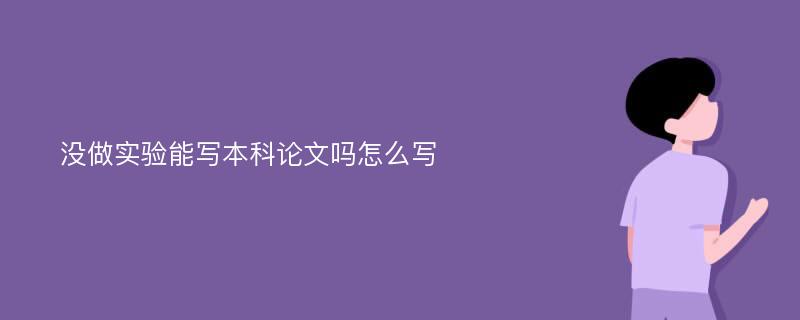 没做实验能写本科论文吗怎么写