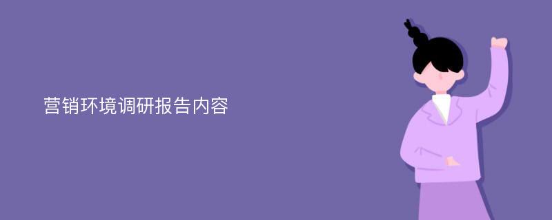 营销环境调研报告内容